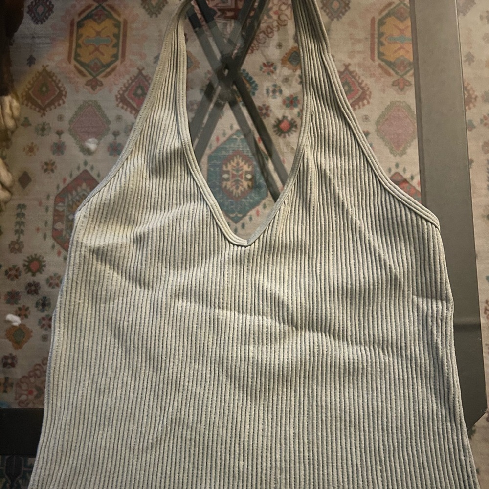 Grey V neck halter top